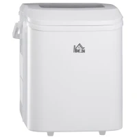 HOMCOM Máquina de Hacer Hielo 12 kg/24h Autolimpieza 9 Cubitos de Hielo en 6-12 Minutos 2 Tamaños de Cubitos Crema(m-1)