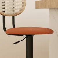 HOMCOM Set de 2 taburete de bar scaune de bar inaltime reglabila cu spatar din ratan si suport pentru picioare, maro(m-4)