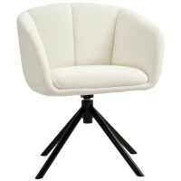 HOMCOM Sessel, Polsterstuhl mit bequemer Sitzschale, drehbar, kuscheliger Bezug, bis 120 kg, Cremeweiß(m-11)