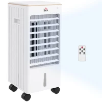 HOMCOM Luftkühler, mobil, mit Luftbefeuchtung, 3 Modi & Geschwindigkeiten, Timer, Weiß(m-10)