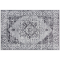 HOMCOM Vintage Area Rug, Non-Slip Washable Rug, Flannel Floor Carpet for Living Room, Bedroom, Dining Room, Home Office, 290 x 200 cm, Grey
