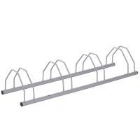 HOMCOM Fahrradständer für 4 Fahrräder Stahl Fahrradhalter mit 35-55 mm Reifenbreiten freistehender Bodenparker Abstellständer Radständer für Boden- oder Wandmontage 108,5 x 30 x 21,5cm Silber(m-1)