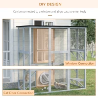 PawHut Wooden Catio Cat Outdoor Enclosure, Cat Cage with Waterproof Roof, Platforms, for Multiple Kittens, 180 x 98 x 180 cm(m-4)