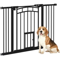 PawHut Cancellino per Cani taglia Piccola e Media con Chiusura Automatica, in Acciaio e PA, 74-100x76 cm, Nero(m-1)