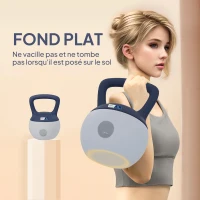 Kettlebell 10kg - Collaboration Aosom.fr x FFHandball - haltère avec poignée antidérapante, gris et bleu(m-6)