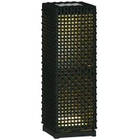 Outsunny Lámpara de Pie de Ratán Sintético con Luces LED para Decoración de Exteriores 15,5x15,5x47 cm Negro(m-10)