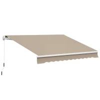Outsunny Gelenkarmmarkise Verstellbare Klemmmarkise Terrassenmarkise 3,95 x 3m Sonnenschutz mit Kurbel, Balkonmarkise, Beige(m-1)