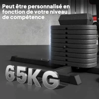 SPORTNOW Station de musculation Multifonction ajustable banc fitness 10 contrepoids 65kg avec filet de protection(m-7)