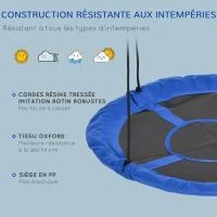 Outsunny Balançoire nid d'oiseau Ronde balançoire Panier Ø 110 cm 4 Anneaux Inclus métal époxy Oxford Haute densité Bleu(m-6)
