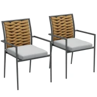 Outsunny Gartenstühle Outdoor-Stühle Terrassenstühle, wetterbeständig, modernes Design, 57 x 58 x 87cm, Grau(m-10)