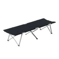 Outsunny Cama de Acampada Plegable con Marco Metálico Carga 136 kg para Playa Senderismo 193x64x40 cm Negro(m-10)