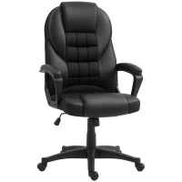 HOMCOM Chaise de bureau, fauteuil de bureau, avec fonction basculante et assise pivotante à 360°, 65l x 69P x 110-120H cm, noir(m-11)
