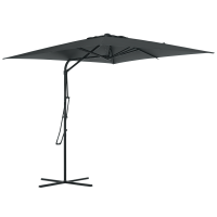 Outsunny Umbrelă de soare pătrată de exterior 2,5 x 2,5 m, umbrelă de grădină protecție UV bază cruciformă inclusă gri închis