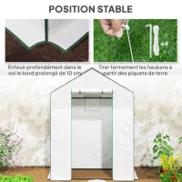 Outsunny Serre de jardin avec 1 porte 1 fenêtre étagères 3 niveaux pour Légumes Plantes Fleurs Bâche PE 143 x 74 x 190 cm blanc(m-7)
