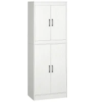 HOMCOM Alacena de Cocina Mueble Auxiliar con 4 Puertas y 5 Estantes Abiertos 60x36x168 cm Blanco(m-1)