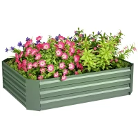 Outsunny Hochbeet aus verzinktem Stahl, Gartenbeet, Pflanzkasten für Garten, Blumenkasten, 120 x 90 x 30 cm, Dunkelgrün(m-10)