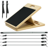 SPORTNOW Barra Pilates con Bandas Elásticas Tabla Inclinada Ajustable y Resistencia Personalizable para Estiramientos 90x33x3 cm(m-1)