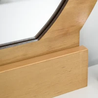 HOMCOM Coafetoare Design scandinav Masă de Machiaj cu Oglindă, 2 sertare și Taburet Alb pin Deschis(m-3)