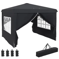 Outsunny Gazebo 3x3 ad Altezza Regolabile con Fori di Drenaggio e Borsa da Trasporto, in Metallo, Grigio(m-1)