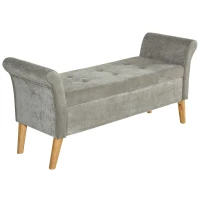 HOMCOM Banc Banquette Design Contemporain Accoudoirs Courbés Fonction de Rangement 2 en 1 136,5 x 45lx 62 cm Gris(m-11)