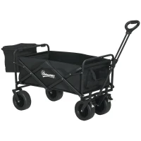 Outsunny Carro Plegable con Bolsa Térmica Desmontable Longitud y Ángulo del Mango Ajustables y Bolsa de Transporte Negro(m-10)