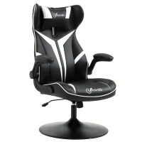 Vinsetto Gaming Stuhl ergonomischer Computerstuhl mit Wippfunktion Drehstuhl höhenverstellbar Stahl Schwarz+Weiß 67 x 70 x 106-112 cm(m-1)