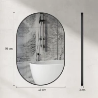 HOMCOM Oglindă pentru Baie cu Ramă din Aluminiu, 40x70 cm, Negru(m-3)