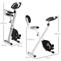 Vélo d'appartement pliable - Collaboration Aosom.fr x FFHandball - 8 niveaux de résistance, dossier selle réglable, gris(m-3)