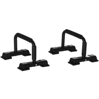 HOMCOM Barras Paralelas Calistenia de Acero con Alfombra Antideslizante para Entrenamiento en Gimnasio Hogar 36x25x20 cm Negro(m-10)