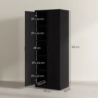 HOMCOM Buffet cuisine, meuble cuisine rangement avec double porte et 2 étagères réglables, 60 x 40 x 160 cm, noir(m-3)