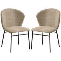 HOMCOM Set de 2 scaune de dining șezut capitonat din material textil aspect in picioare din oțel stabile design modern mărșăven deschis(m-5)