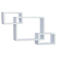 HOMCOM Estante de Pared Juego de 3 Estantes Estantería para Libro CDs Baldas Flotantes Decorativo Cubos Retros Blanco(m-1)
