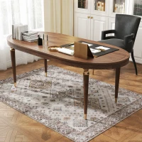 HOMCOM Vintage Area Rug, Non-Slip Washable Rug, Flannel Floor Carpet for Living Room, Bedroom, Dining Room, Home Office, 170 x 120 cm, Beige(m-9)