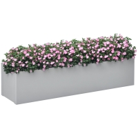 Outsunny Pflanzkübel, lackierter Stahl, wetterbeständig, 91 cm x 22 cm x 22 cm, Grau