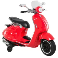 HOMCOM Motocicletă Electrică pentru Copii 3+ Ani, Motocicletă Jucărie din PP și Oțel cu 2 Roți Suplimentare, 108x49x75 cm, Roșie(m-11)