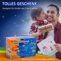 HOMCOM Kinder Wasserstraße Wasserbahnset Spielzeug Wasserspiel 53-teiliges Spielset Lernspielzeug für 3-6 Jahre Garten Outdoor Wassertisch Kinder Wasserspielspaß Kunststoff Blau+Rot 123 x 90 x 7 cm(m-4)