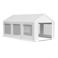 Outsunny Cenador de Jardín 4x3 m Pabellón con Techo de Ventilación 4 Cortinas Laterales con Puerta y 8 Orificio de Drenaje Gazebo de Aluminio para Exterior Patio Fiestas Gris(m-10)