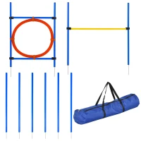 PawHut Dog Agility Training Obedience Jump Hurdle 6 Weave Pole Training Hoop Set New(m-1)