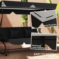 Outsunny 145 x 200Wcm Swing Chair Canopy Replacement - Black(m-5)