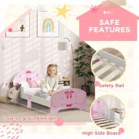 AIYAPLAY Ballet Theme Toddler Bed Frame with Safety Rails for 3-6 Years, Pink(m-5)