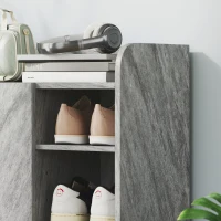 HOMCOM Schuhschrank für den Eingang mit 4 offenen Fächern und Doppeltürschrank - Verstellbares Regal(m-4)