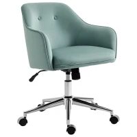 Vinsetto Schreibtischstuhl mit Knopfheftung, höhenverstellbar, Wippfunktion, Samtoptik, 61 cm x 59 cm x 90,5 cm, Türkis(m-1)