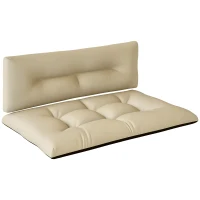 Outsunny Palettenkissen 2er Set Sitzkissen Palettenpolster mit Getuftetem Design Rückenlehne 120 x 77 x 10 cm Beige(m-10)