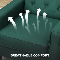 HOMCOM Wingback Accent Chair, Retro Upholstered Button Tufted Occasional Chair for Living Room and Bedroom, Dark Green(m-6)