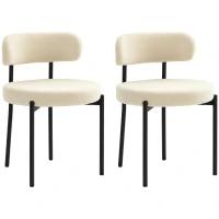 HOMCOM Set de 2 scaune de masă cu spătar din material textil și picioare din oțel 51 x 51 x 76 cm bej negru(m-1)