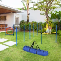 PawHut Dog Agility Training Obedience Jump Hurdle 6 Weave Pole Training Hoop Set New(m-2)