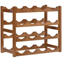 HOMCOM Suporte para 16 Garrafas de Bambu Prateleira para Garrafas de Vinho de 4 Níveis 43x23,5x38cm Marrom(m-1)