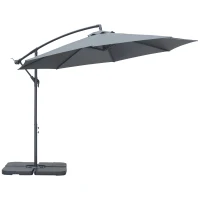 Outsunny Umbrelă de grădină deplasată octogonală pliabilă diametru 3 m, umbrelă de grădină cu suport în formă de cruce gri închis(m-1)
