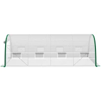 Outsunny Seră de Grădină Tunnel 18 m² dim. 6L x 3l x 2H m, 8 ferestre, Ușă cu fermoar rulabil, Oțel galvanizat, preț PE, Alb(m-4)
