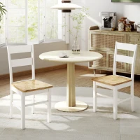 HOMCOM Set di 2 Sedie da Cucina, Legno di Gomma, Piedini protettivi, Schienale leggermente curvato, Bianco(m-2)